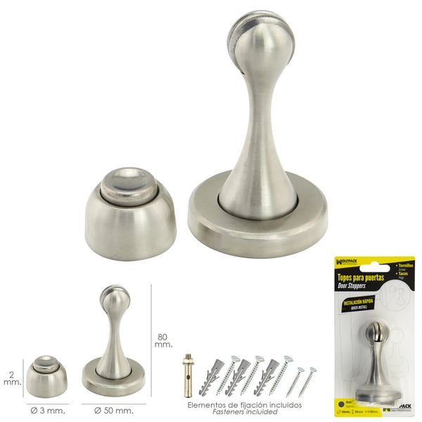 Wolfpack Tope Puerta Retenedor Magnetico Extrafuerte Acero Inoxidable Para Pared y Suelo