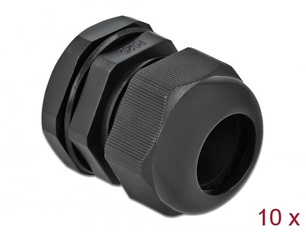 Miniatyrbillede 1 af 4: DeLOCK 60224 kabelforskruning Sort Plast 10 stk
