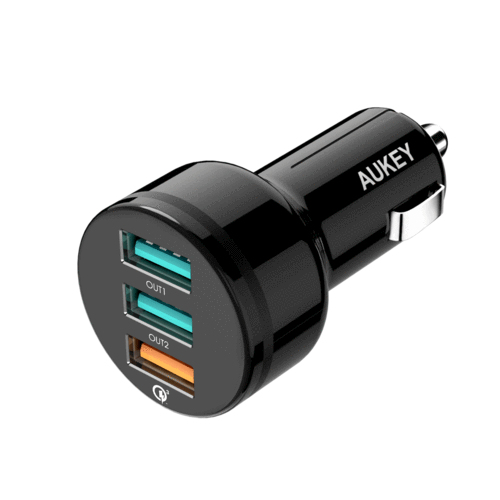 AUKEY CC-T11 oplader til mobil enhed Digitalt kamera, E-bog-læser, Smartphone, SmartWatch, Tablet Sort Cigartænder, DC Hurtig opladning Automatisk