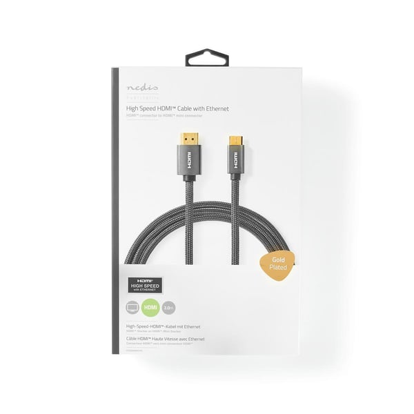 Nedis CVTB34500GY20 HDMI-kabel 2 m HDMI Type A (Standard) Grå