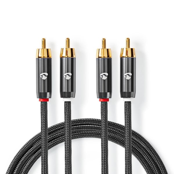 Miniatyrbillede 1 af 8: Nedis CATB24200GY50 lydkabel 5 m 2 x RCA Grå