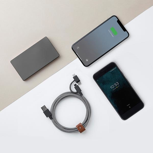 Native Union Belt USB-kabel USB 2.0 2 m USB A USB C/Micro-USB B/Lightning Sort, Hvid