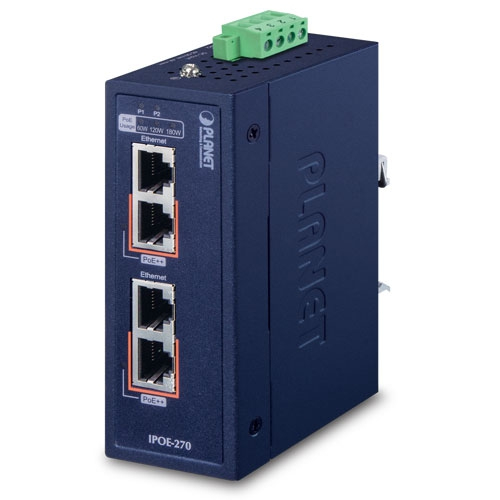 Miniatyrbillede 1 af 3: PLANET IPOE-270 netværksswitch Strøm over Ethernet (PoE) Blå
