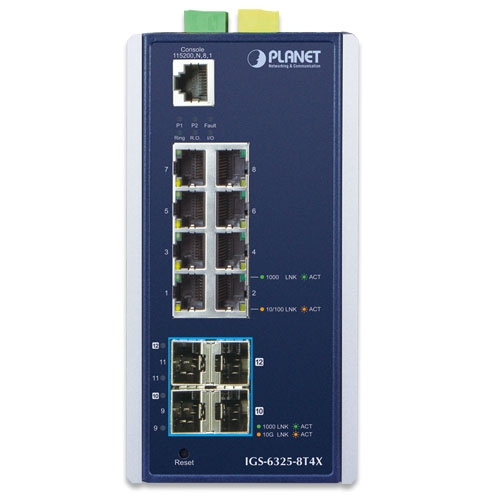 PLANET IGS-6325-8T4X nätverksswitchar hanterad L3 Gigabit Ethernet (10/100/1000) Blå, Grå