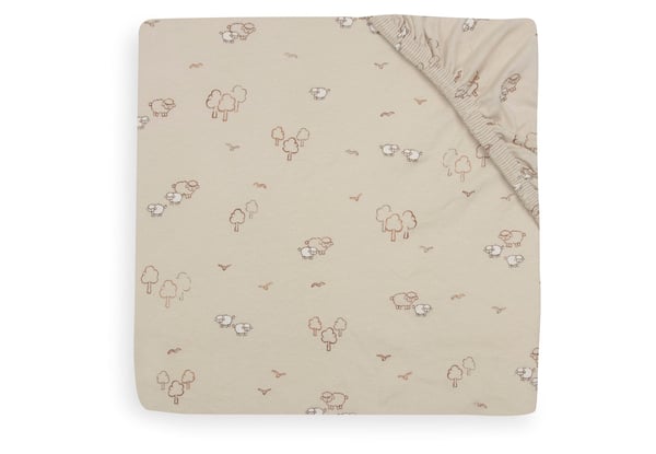 Jollein Jersey 75 x 150 cm Bomuld Beige Monteret krybbeark