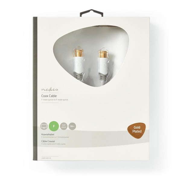 Nedis CSBW41300WT100 koaxial kabel 10 m F-type Hvid