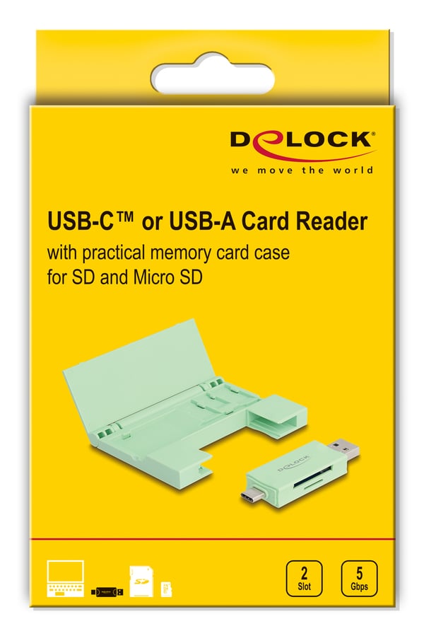 DeLOCK 91015 kortinlukija USB 3.2 Gen 1 (3.1 Gen 1) Type-A/Type-C Mintunvärinen