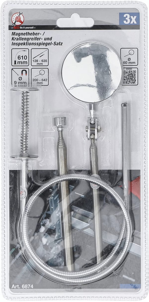 Pikkukuva 3 / 4: BGS technic Magnetic Lifter / Claw and Inspection Mirror Set