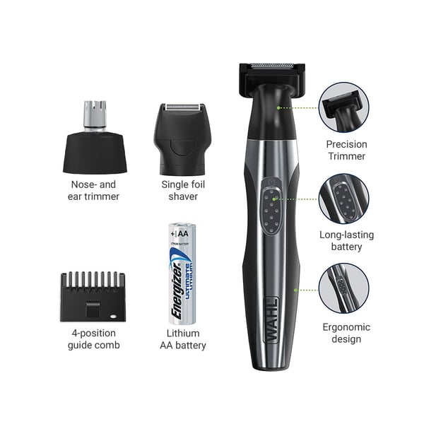 Wahl Travel Kit Deluxe Batteri Svart, Rostfritt stål