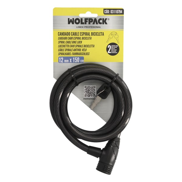 Wolfpack Cable Bicicleta Espiral Con Llave Ø 12 mm. x 150 cm.