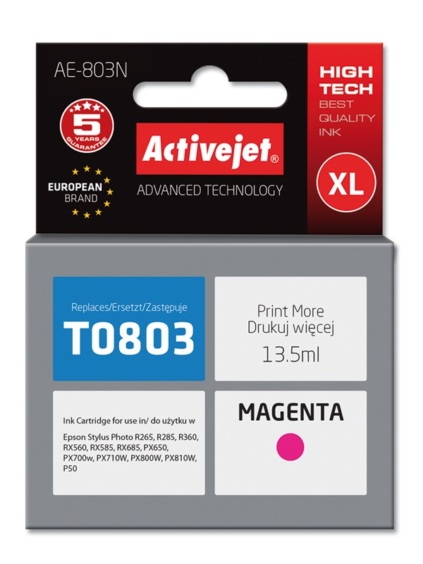 Activejet AE-803N mustekasetti 1 kpl Yhteensopiva Korkea (XL) värintuotto Magenta