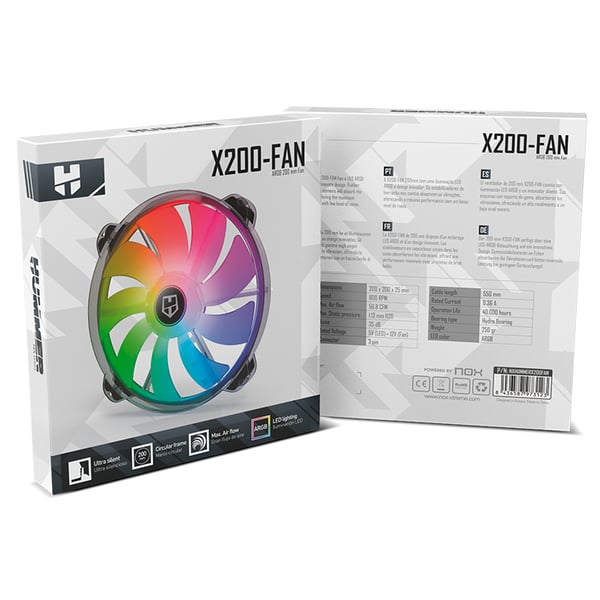 Miniatyrbillede 5 af 6: NOX X200-FAN Computerkabinet Ventilator 20 cm Gennemsigtig 1 stk