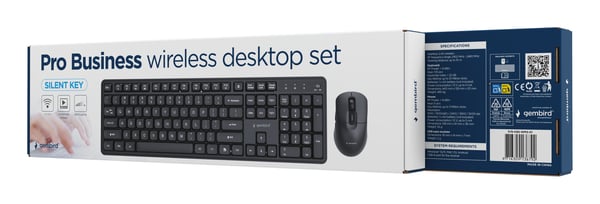 Miniatyrbillede 4 af 5: Gembird KBS-WMS-01 tastatur Mus inkluderet Kontor RF trådløst QWERTY US International Sort