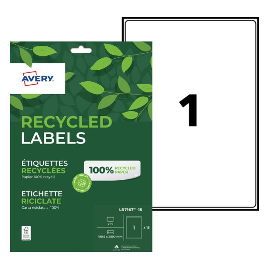 Avery LR7167-15 datapapper 15 ark Vit