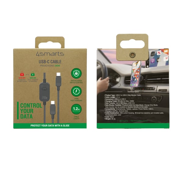 Miniatyrbillede 5 af 7: 4smarts 541887 USB-kabel USB 2.0 1,2 m USB C 0,48 Gbit/sek. 240 W Sort