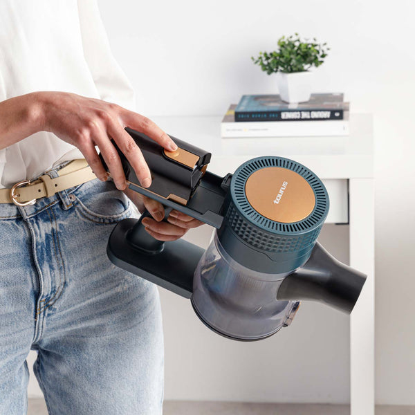 Taurus 948934000 stav støvsuger & elektrisk kost Stick vakuum Batteri Dry HEPA Poseløs 0,5 L 150 W Sort, Blå 2,2 At