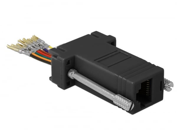 DeLOCK 66165 kabelomvandlare (hane/hona) Sub-D 9 pin Rj-45 Svart, Rostfritt stål