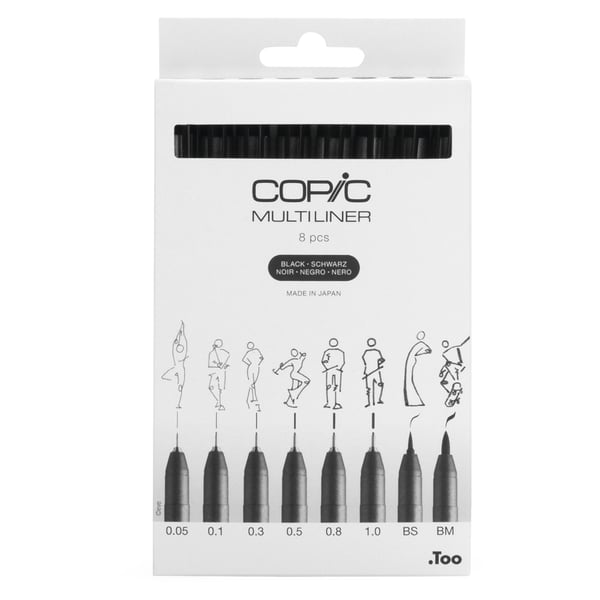 Copic Multiliner fineliner Flere Sort 8 stk Copic Multiliner fineliner Flere Sort 8 stk