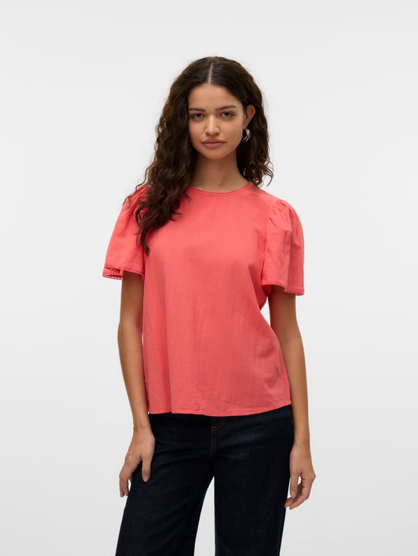 Vero Moda VMPRETTY Top Pusero V-kaula Lyhyt hiha