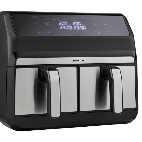 Inventum GF800HLD fritös Dubbel 8 l Fristående 1700 W Varmluftsfritös Svart, Rostfritt stål
