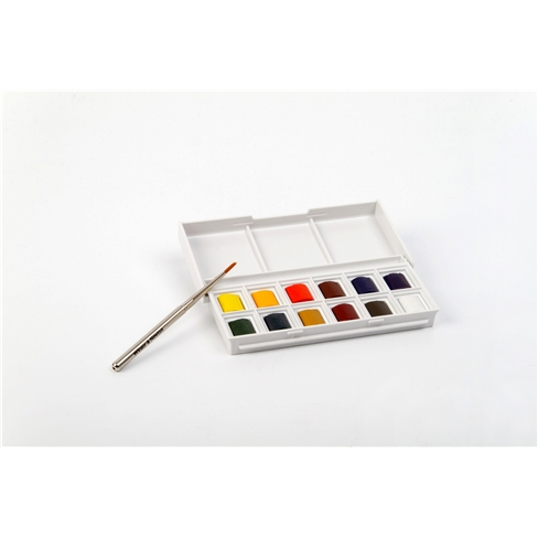 Winsor & Newton 390640 vandbaseret maling Blå, Grøn, Rød, Hvid, Gul Palette 12 stk