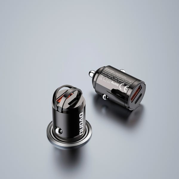 DUDAO R3MAX USB+ USB-C 48W Car Charger Universaali Harmaa Tupakansytytin Pikalataus Auto