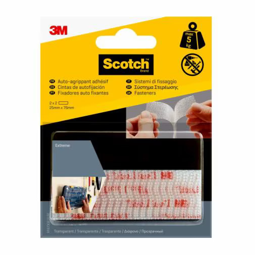 Miniatyrbillede 1 af 3: Scotch 7100151768 velcro lynlås Transparent 2 stk