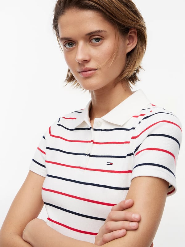 Pikkukuva 4 / 6: Tommy Hilfiger Slim Fit Ribbed Polo Shirt Poolopaita Poolokaulus Puuvilla, Elastaani