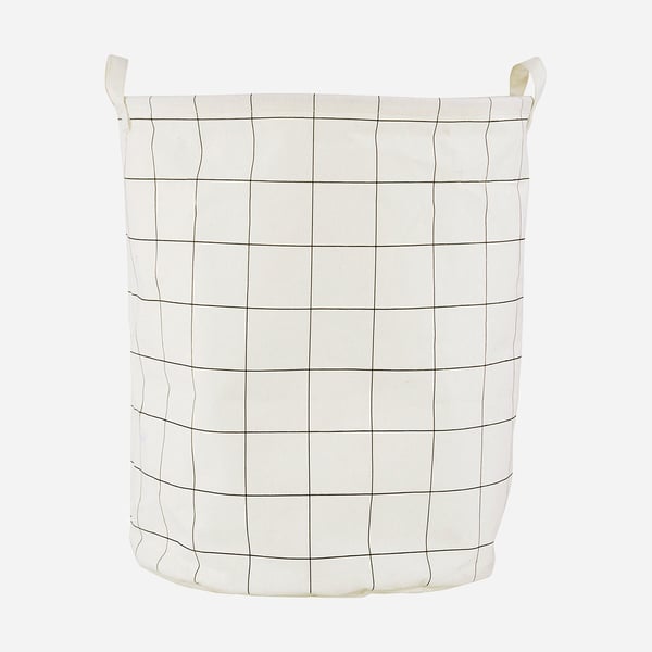 House Doctor 205720421 vasketøjskurv Rund Bomuld, Polyester, Rayon Sort, Hvid