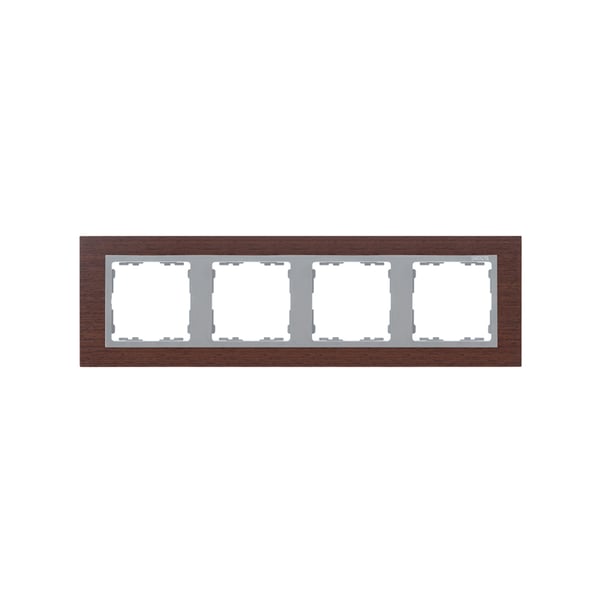 Simon 82 firdobbelt vandret ramme i wenge-træ / mellemliggende ramme i mat aluminium 82947-65