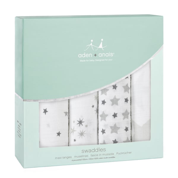 Miniatyrbillede 2 af 2: aden + anais Classic swaddles svøb Grå, Hvid