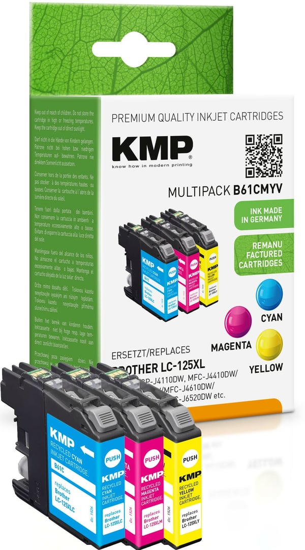 KMP B61CMYV bläckpatroner 3 styck Kompatibel Cyan, Magenta, Gul