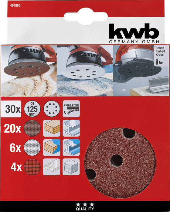 kwb Quick-stick Grinding Wheel Set Marmor, Stål, Sten, Trä Slipskiva