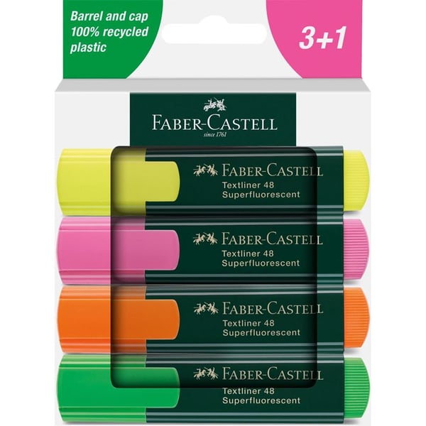 Faber-Castell Textliner 48 speedmarker 4 stk Grøn, Orange, Lyserød, Gul