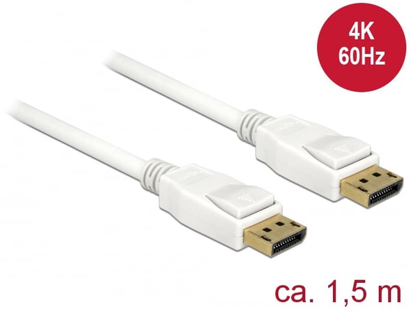 Miniatyrbillede 2 af 2: DeLOCK 85509 DisplayPort kabel 1,5 m Hvid