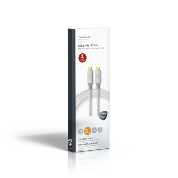 Miniatyrbillede 5 af 5: Nedis CCTB64020AL10 USB-kabel USB4 Gen 2x2 1 m USB C 20 Gbit/sek. Sølv