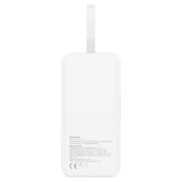 Miniatyrbillede 9 af 11: Savio BA-15 powerbank Lithium polymer (LiPo) 50000 mAh Hvid