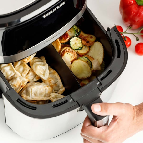 Miniatyrbillede 8 af 8: Taurus AFA1601XD Dobbelt 6,7 L Enkeltstående 1600 W Varmluftsteger Rustfrit stål, Sort
