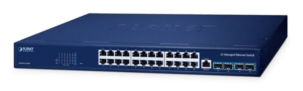 PLANET Layer 3 24-Port 10/100/1000T Hallittu L3 Gigabit Ethernet (10/100/1000) Power over Ethernet -tuki Sininen