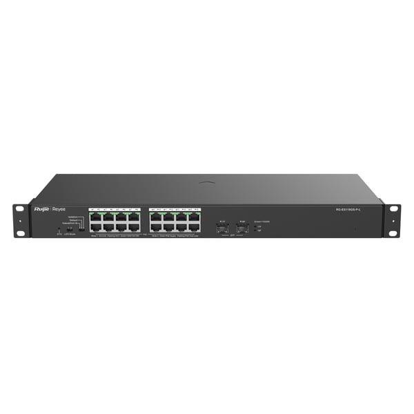 Miniatyrbild 3 av 9: Ruijie Networks RG-ES118GS-P-L nätverksswitchar Ohanterad L2 Gigabit Ethernet (10/100/1000) Strömförsörjning via Ethernet (PoE) stöd Svart