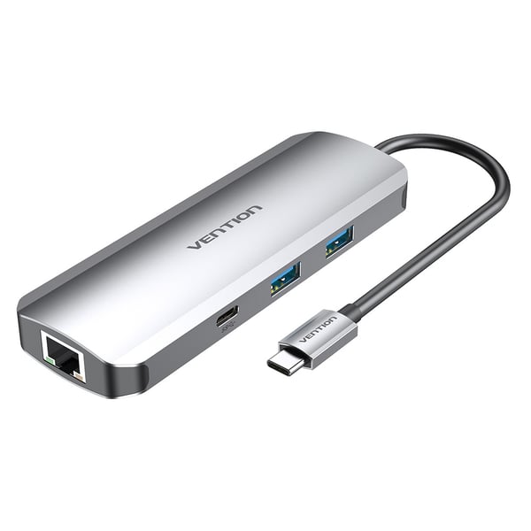 Pikkukuva 1 / 2: Vention TOMHB kannettavien tietokoneiden telakka ja porttitoistin Langallinen USB 3.2 Gen 1 (3.1 Gen 1) Type-C Hopea