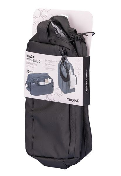 Miniatyrbild 4 av 6: TROIKA BLACK WASHBAG 2 Necessär Vattentålig väv Svart