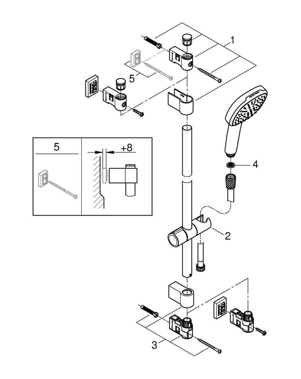 Miniatyrbillede 4 af 4: GROHE 2639810E brusehoved Krom