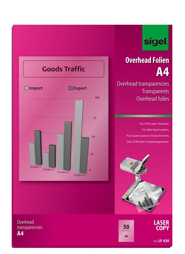 Miniatyrbild 1 av 4: Sigel LF420 Kamerafilm laser A4 (210×297 mm) Transparent 50 ark