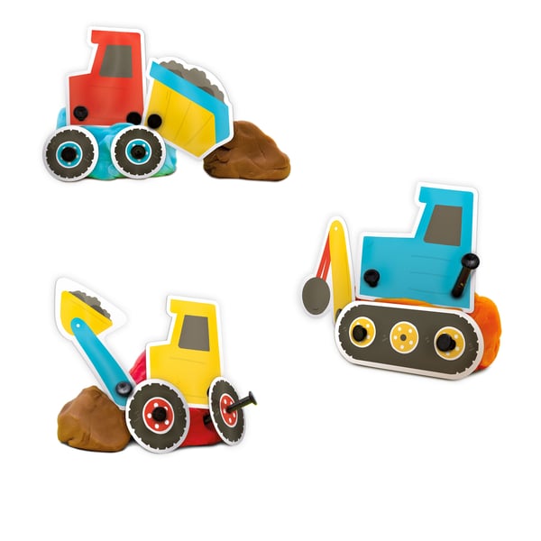 Miniatyrbillede 3 af 4: SES Creative Dough - Construction vehicles Modeleringsvoks Blå, Brun, Orange, Rød
