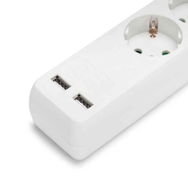 Entac ESE1.5G3-1.5-SW-USB stikdåse 1,5 m 3 AC stikkontakt(er) Indendørs Hvid