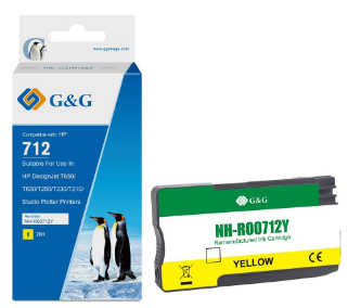 G&G | Ninestar-värikasetti HP 712 XL 3ED69A pysyvä ja vedenkestävä - Yhteensopiva - Keltainen