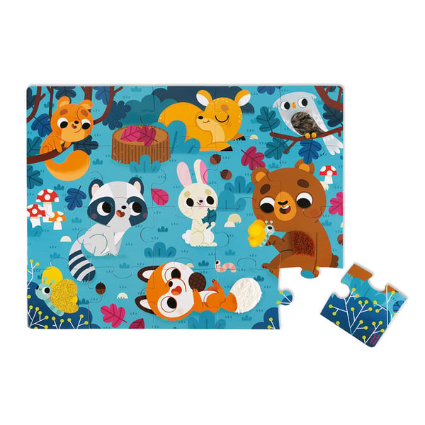 Miniatyrbild 2 av 5: JANOD Tactile Puzzle Forest Animals 20 pieces