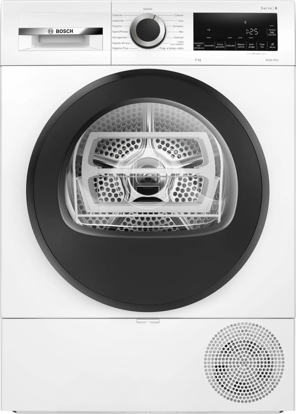 Bosch Serie 6 WQG243D9IT tørretumbler Fritstående Front-læsning 9 kg Hvid