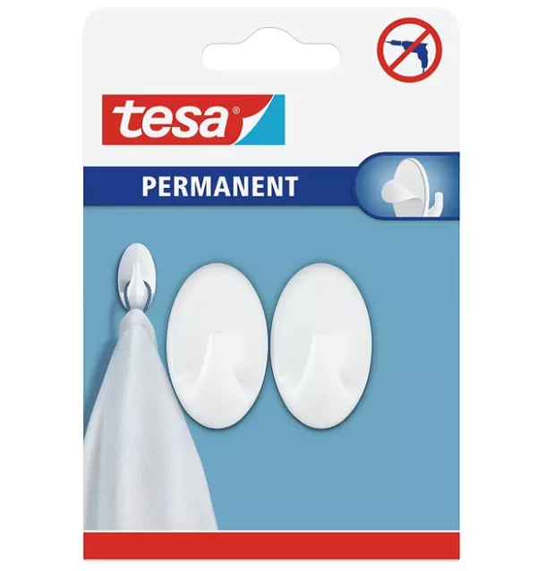 Miniatyrbillede 2 af 2: TESA 66602-00000-00 Indendørs Universal krog Hvid 2 stk